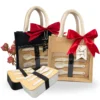 Lunch Essentials 2 in 1 Gift Set - Laminated JUTE Bag & Bamboo Wood Cover Lunch Box