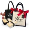 Eco Lunch 2 in 1 Gift Set - Laminated Canvas Tote Bag & Bamboo Wood Cover Lunch Box