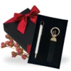 Classic Corporate 2 in 1 Gift Set - Metal Pen & PU Key Chain